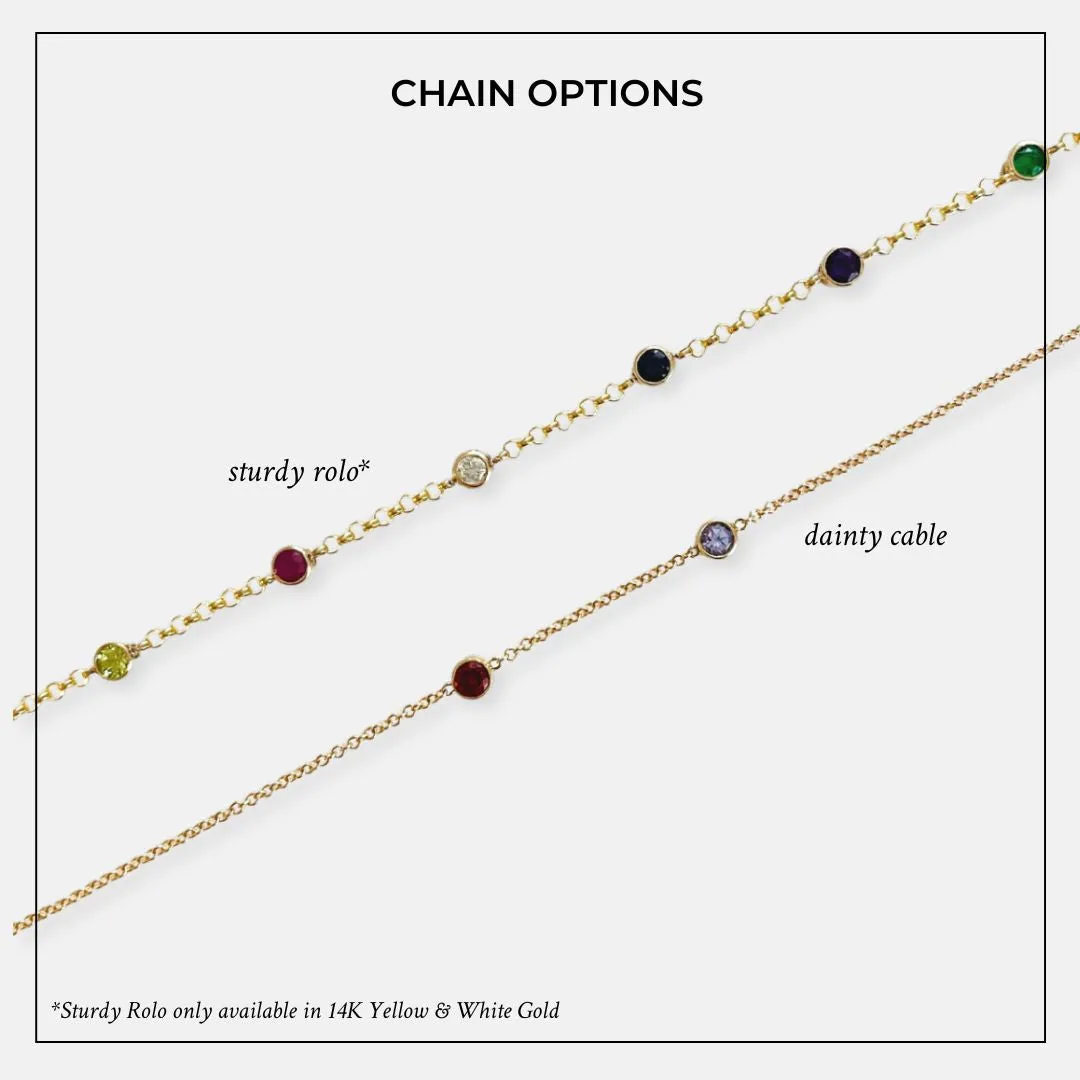 14K Gold Dainty Birthstone Necklace