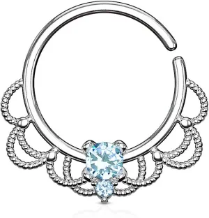 16G 8mm CZ Filigree Fake Bendable Hoop Nose Ring Septum 16G 8mm CZ Filigree Fake Bendable Hoop Nose Ring Septum