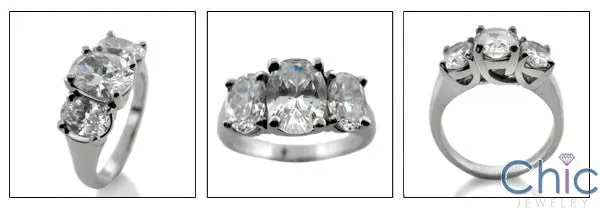 3 Stone 5104Oval Cubic Zirconia Cz Ring