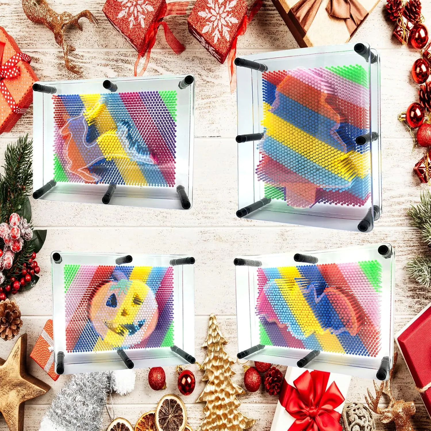 3D Pin Art Intellectual Fun Toy Rainbow Plastic Pin Art Palm Board Push Pin Toy Pink 6x8Inches