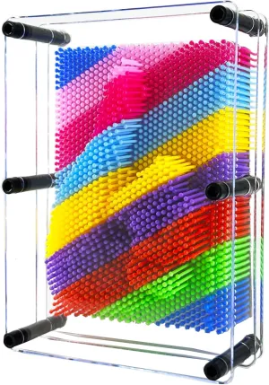 3D Pin Art Intellectual Fun Toy Rainbow Plastic Pin Art Palm Board Push Pin Toy Pink 6x8Inches
