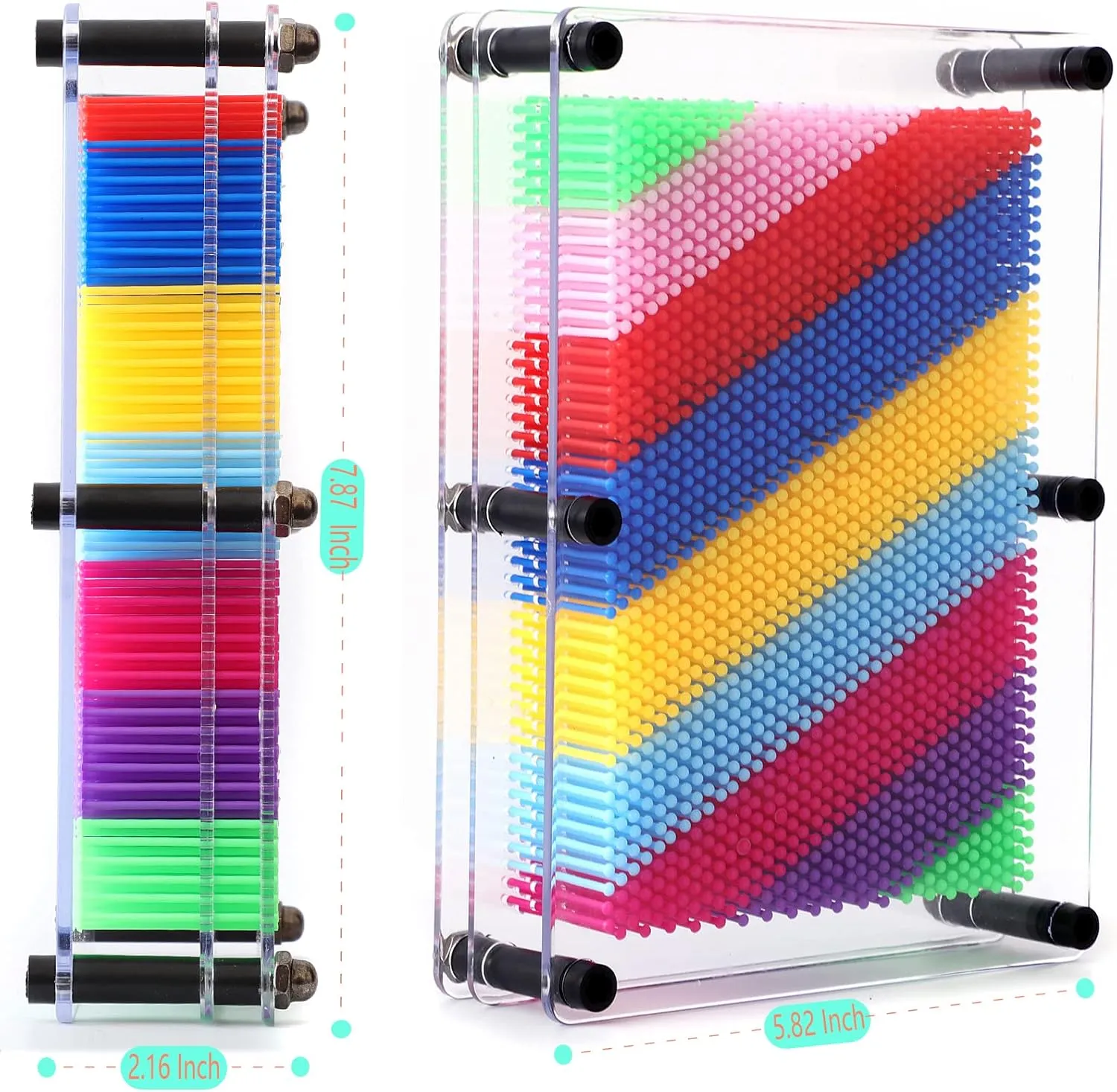 3D Pin Art Intellectual Fun Toy Rainbow Plastic Pin Art Palm Board Push Pin Toy Pink 6x8Inches