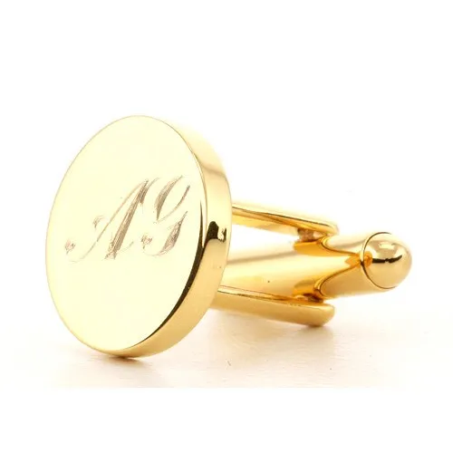 5 x Personalised Engraved Round Gold Cufflinks