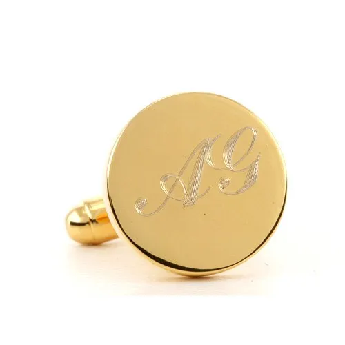 5 x Personalised Engraved Round Gold Cufflinks