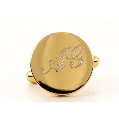 5 x Personalised Engraved Round Gold Cufflinks