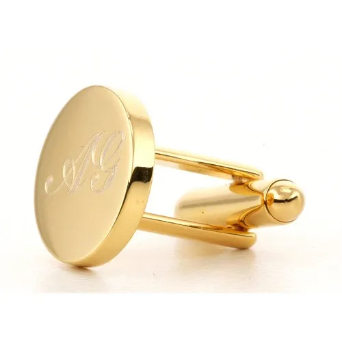 5 x Personalised Engraved Round Gold Cufflinks