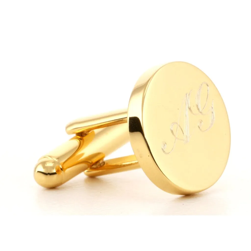 5 x Personalised Engraved Round Gold Cufflinks