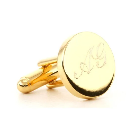 5 x Personalised Engraved Round Gold Cufflinks