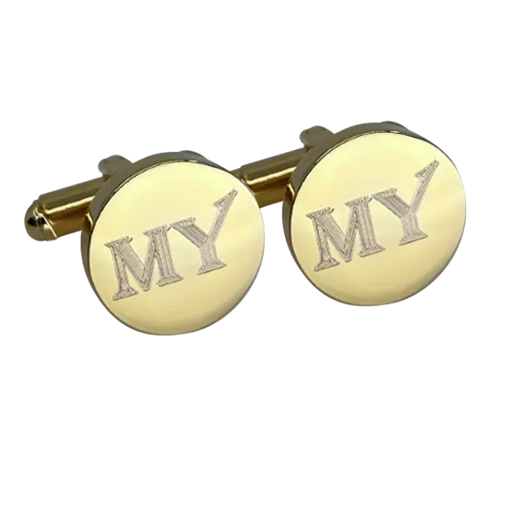 5 x Personalised Engraved Round Gold Cufflinks
