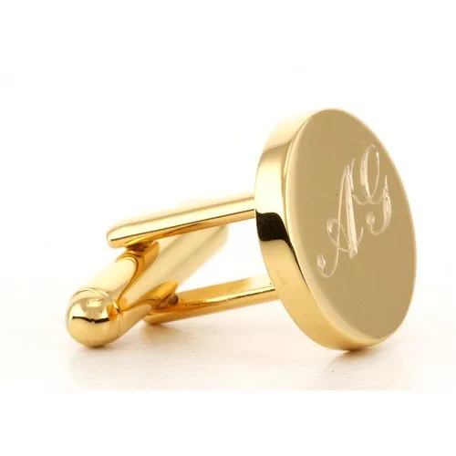 5 x Personalised Engraved Round Gold Cufflinks