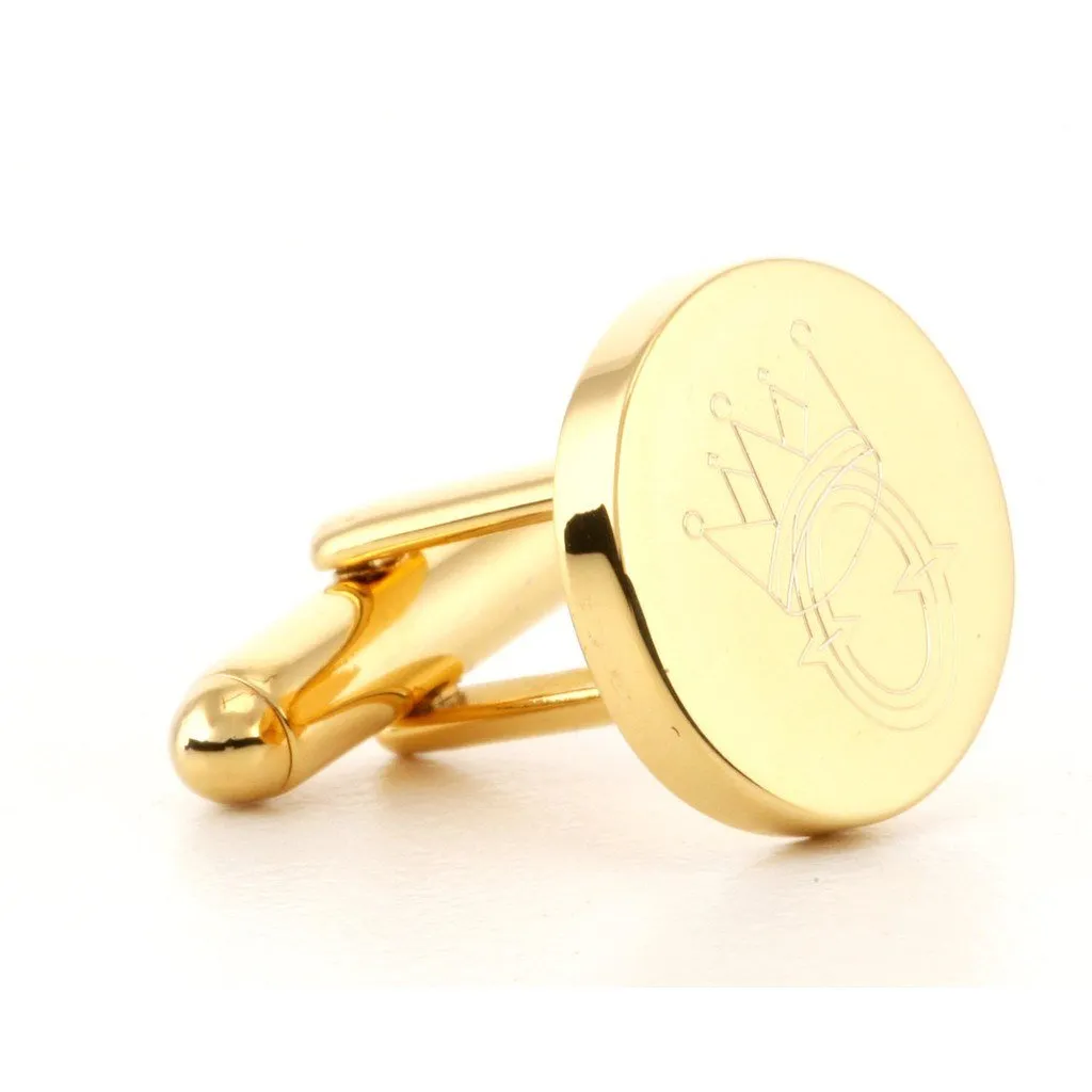 5 x Personalised Engraved Round Gold Cufflinks
