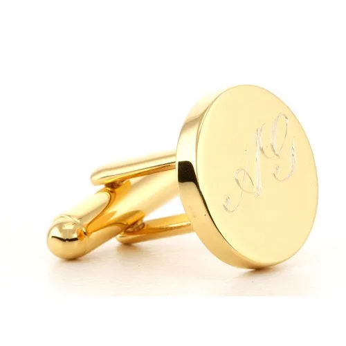 5 x Personalised Engraved Round Gold Cufflinks