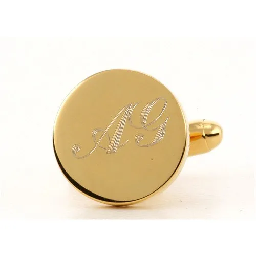 5 x Personalised Engraved Round Gold Cufflinks