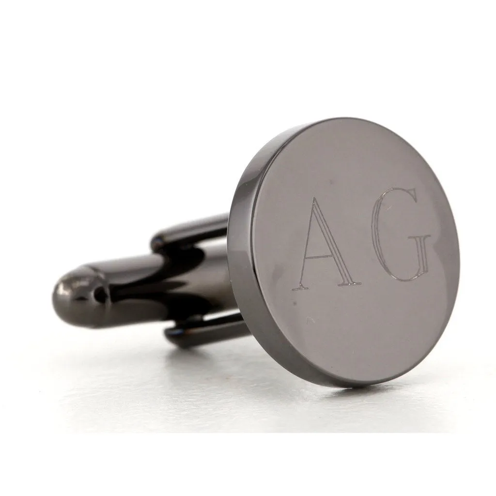 5 x Personalised Engraved Round Gunmetal Cufflinks