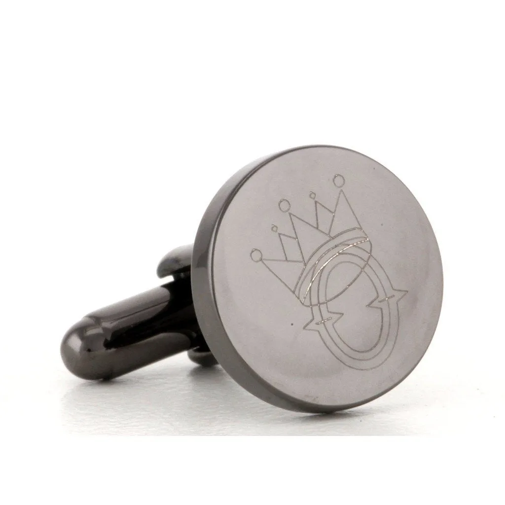 5 x Personalised Engraved Round Gunmetal Cufflinks