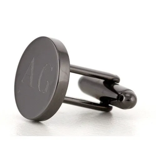 5 x Personalised Engraved Round Gunmetal Cufflinks