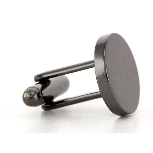 5 x Personalised Engraved Round Gunmetal Cufflinks