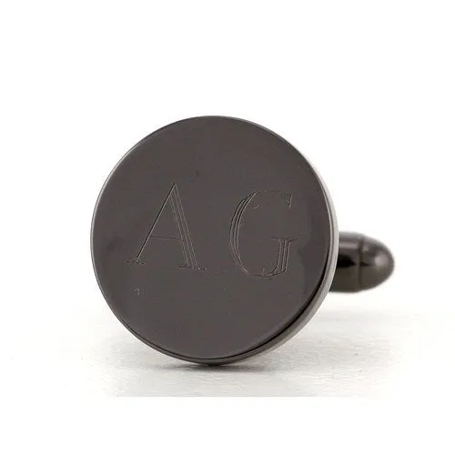 5 x Personalised Engraved Round Gunmetal Cufflinks