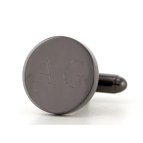 5 x Personalised Engraved Round Gunmetal Cufflinks