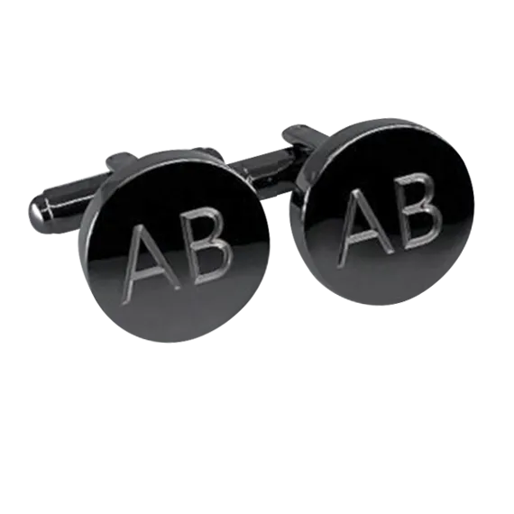 5 x Personalised Engraved Round Gunmetal Cufflinks