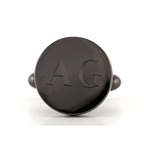 5 x Personalised Engraved Round Gunmetal Cufflinks