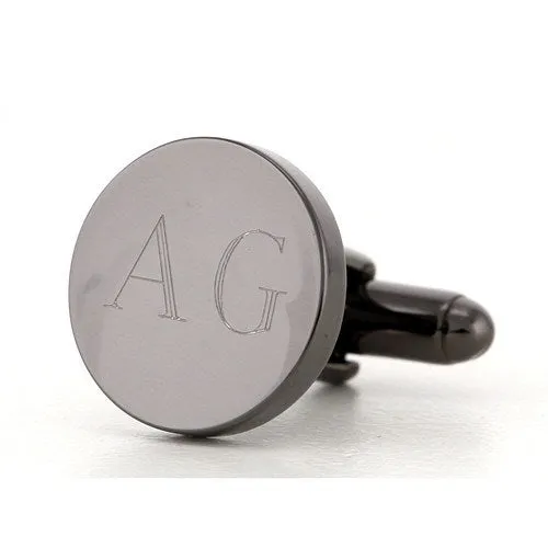 5 x Personalised Engraved Round Gunmetal Cufflinks