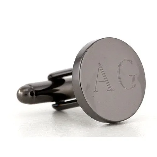 5 x Personalised Engraved Round Gunmetal Cufflinks