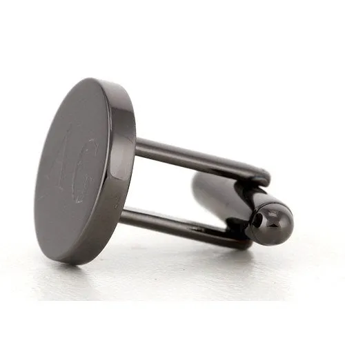 5 x Personalised Engraved Round Gunmetal Cufflinks