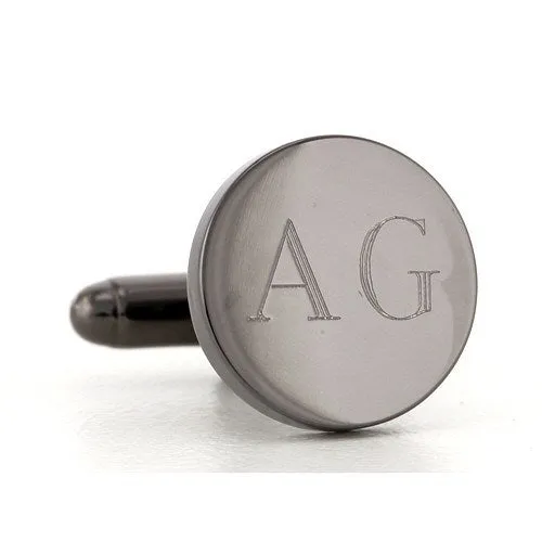 5 x Personalised Engraved Round Gunmetal Cufflinks