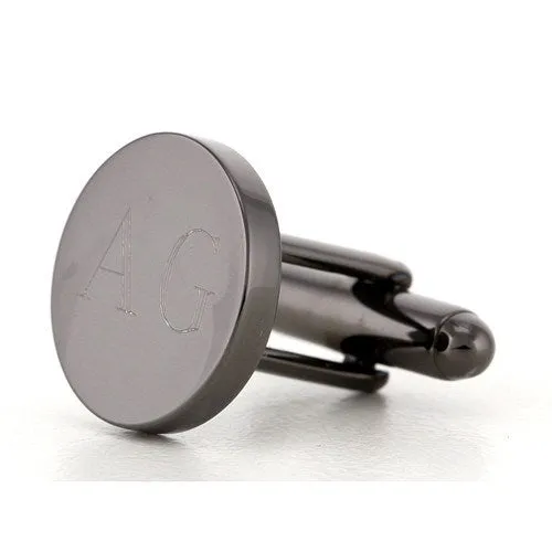 5 x Personalised Engraved Round Gunmetal Cufflinks
