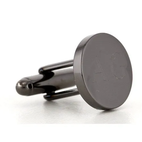 5 x Personalised Engraved Round Gunmetal Cufflinks