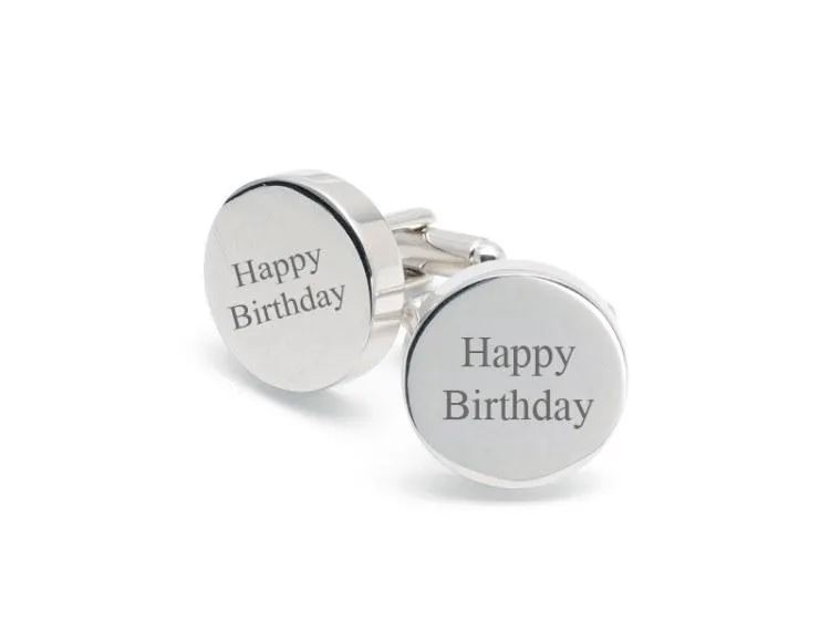 5 x Personalised Round Engravable Silver Cufflinks