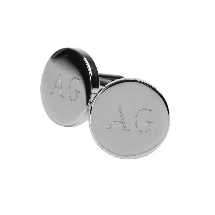 5 x Personalised Round Engravable Silver Cufflinks