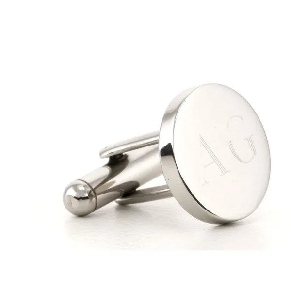 5 x Personalised Round Engravable Silver Cufflinks