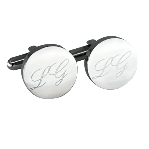 5 x Personalised Round Engravable Silver Cufflinks