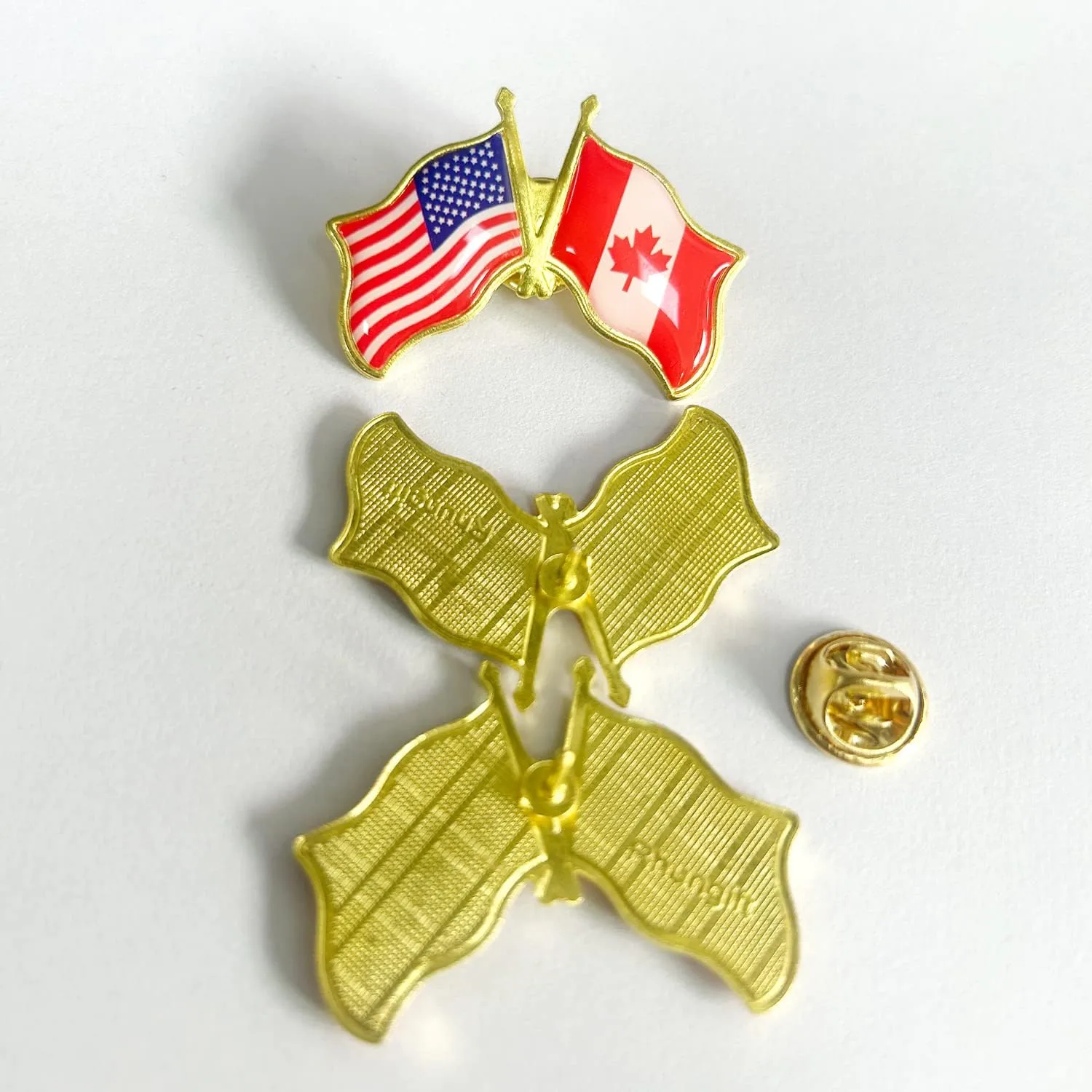 6/12/50/100 Pack Friendship -Canada American Flag Lapel pins Bulk Metal United States US USA CA Candian Lapel Pins Badge Souvenir For Hat Bag Travel Gifts
