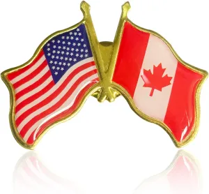 6/12/50/100 Pack Friendship -Canada American Flag Lapel pins Bulk Metal United States US USA CA Candian Lapel Pins Badge Souvenir For Hat Bag Travel Gifts
