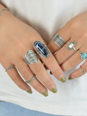 8Pcs/Set Stone Set Jewelry Ring