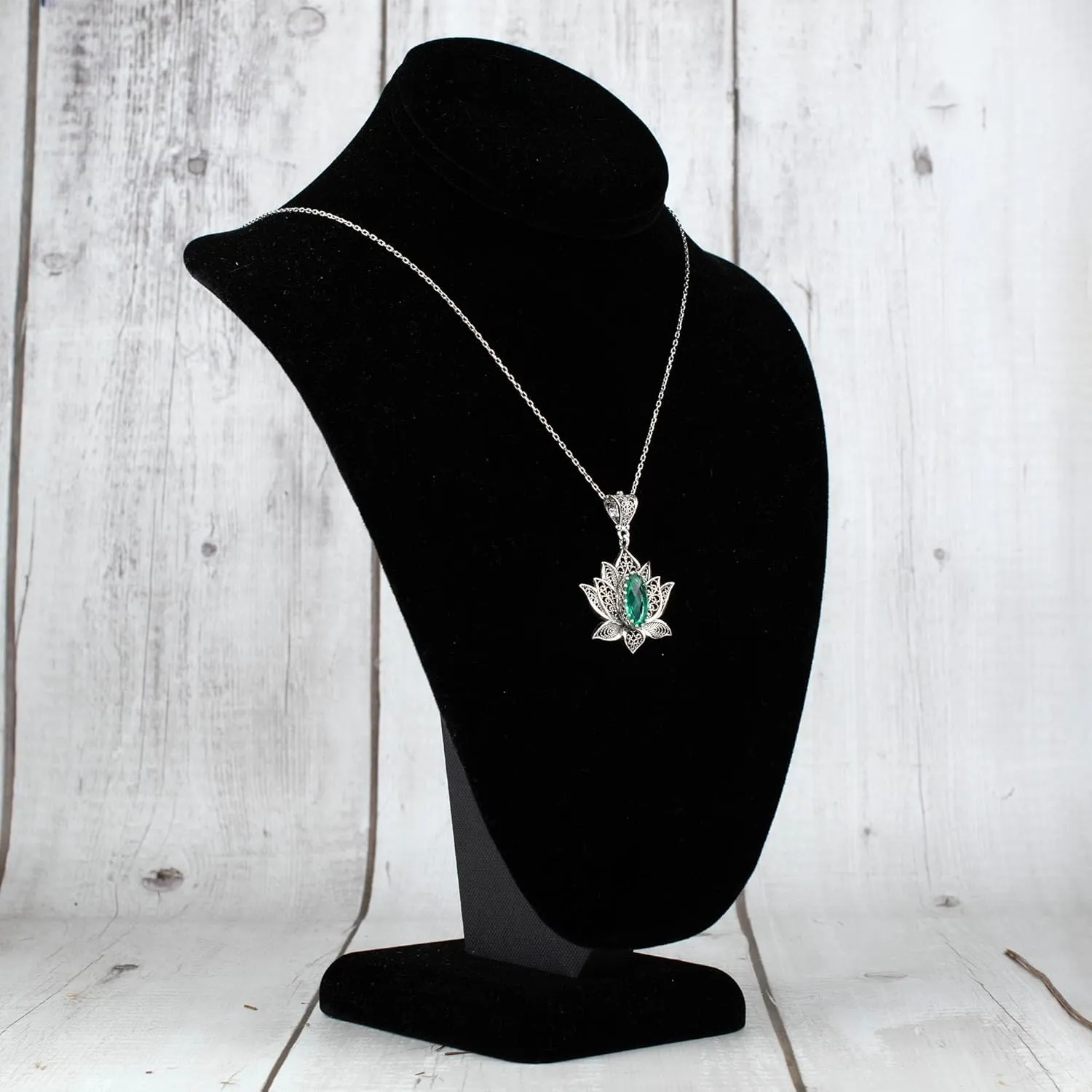 925 Sterling Silver Necklace for Women Filigree Art Lotus Flower Women Pendant Necklace