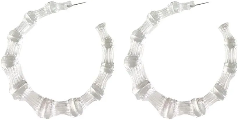 Acrylic Bamboo Hoop Earrings 80s 90s Large Transparent Hoops Earrings Statement Earring Retro Jewelry Gift for Women Girls