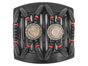 African Butterfly Thick Hair Comb - Gemstone Black 65