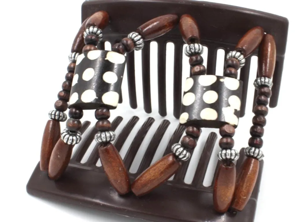 African Butterfly Thick Hair Comb - Stones & Bones Brown 117
