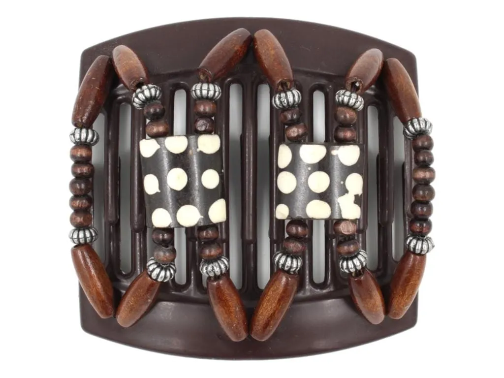 African Butterfly Thick Hair Comb - Stones & Bones Brown 117