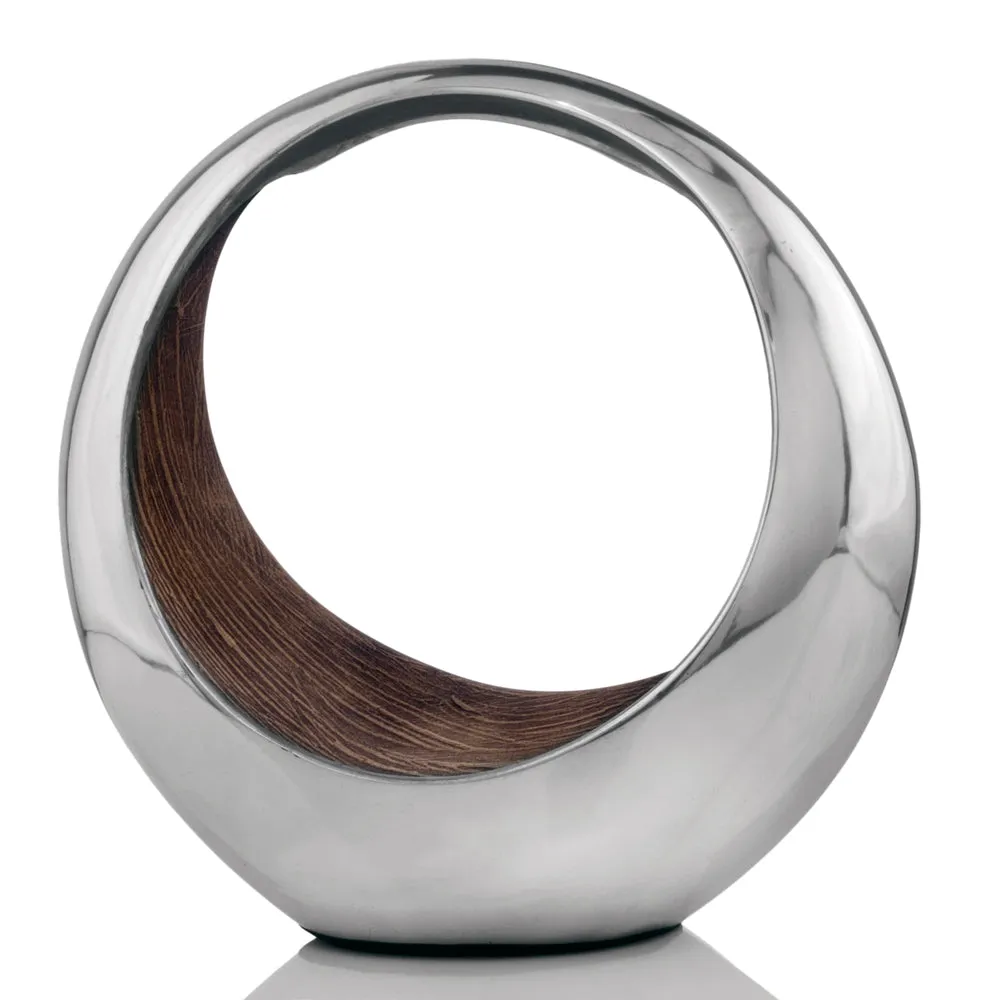 Anillo 2-Tone Decorative, Large, Aluminum, Tabletop, Accents, Décor, Bowl, Modern, Engagement Wedding Trays, Ring Display Stand, Key Holder L x 8" W x 16" H, Brown, Silver