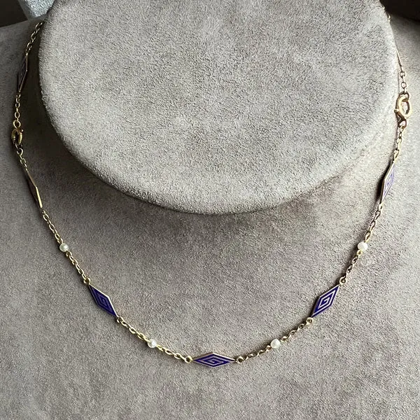 Art Deco Enamel Chain Necklace/ Bracelet