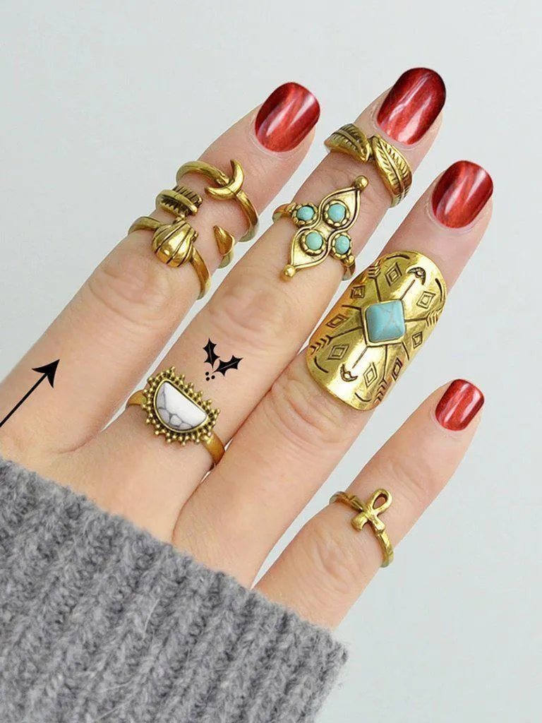 At-Gold Moon Arrow Ring 9-Pieces Set