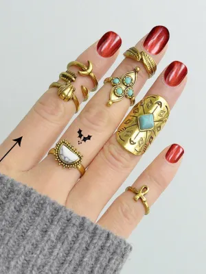 At-Gold Moon Arrow Ring 9-Pieces Set