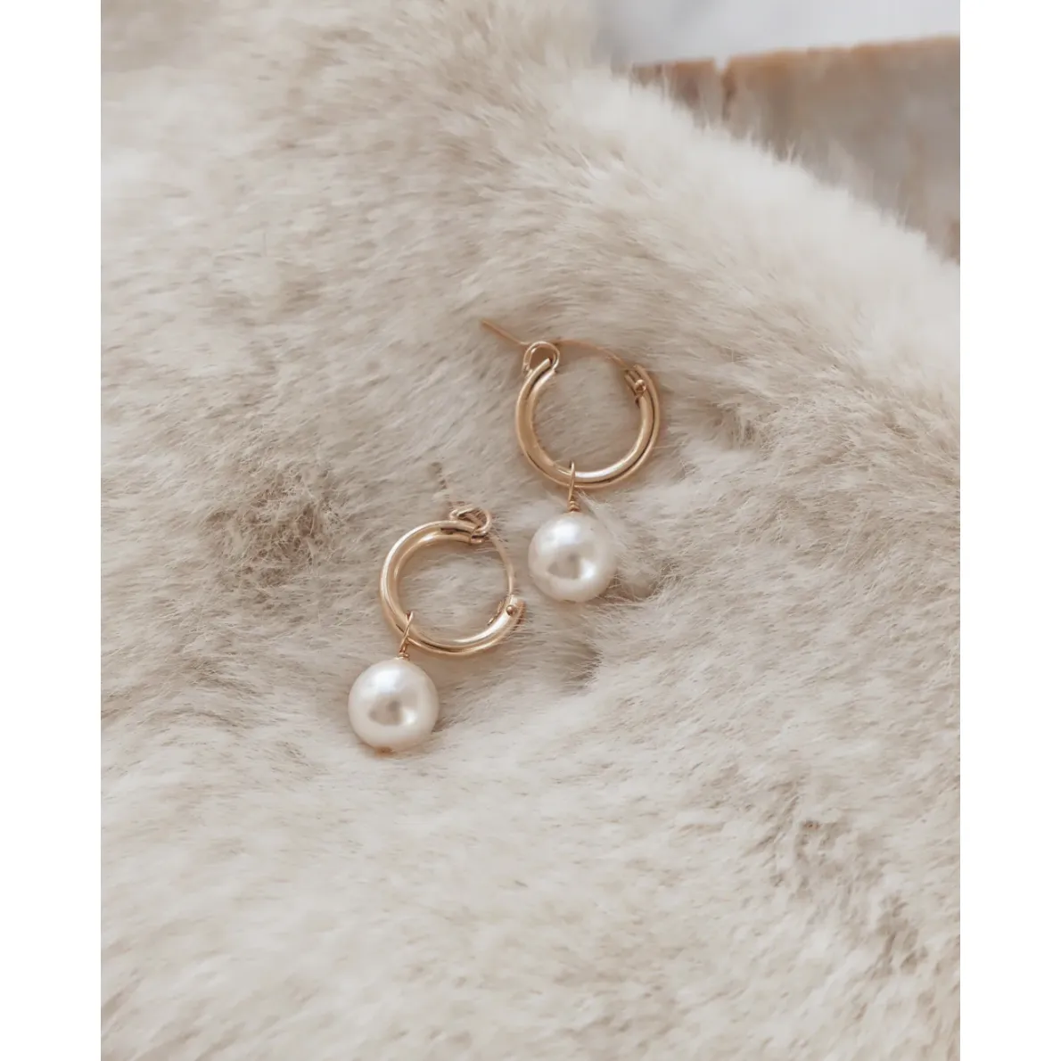 Audrey Pearl Hoop Earrings