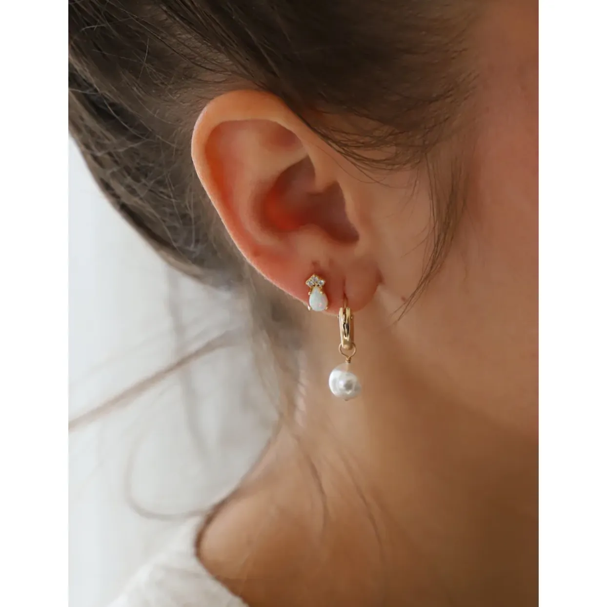 Audrey Pearl Hoop Earrings