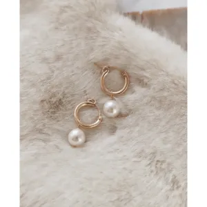 Audrey Pearl Hoop Earrings
